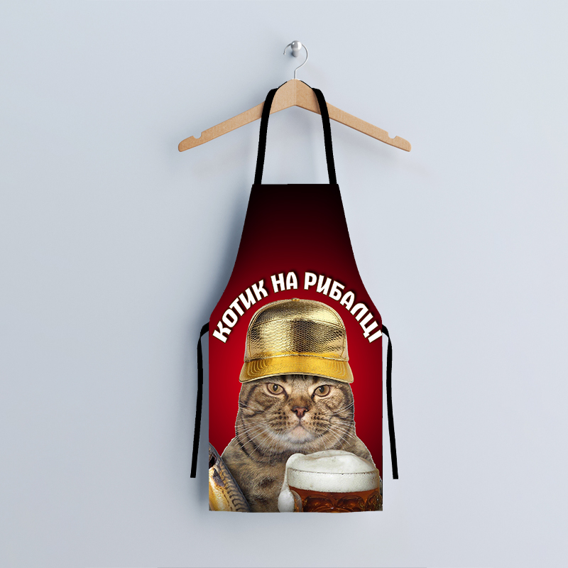 Фартух з дизайном  «Котик на рибалці»
